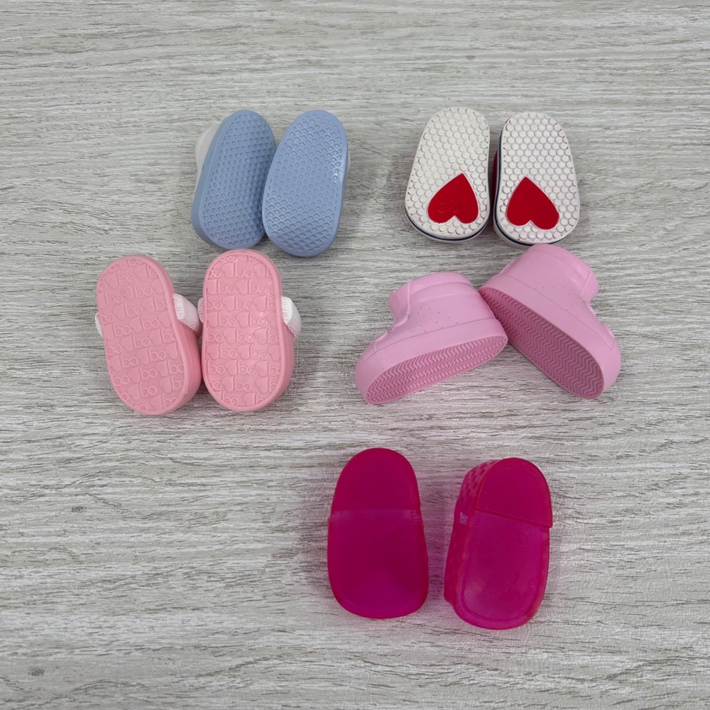 Our Generation Doll Shoes Lot 5 Pairs White Red Pink Blue Sneakers Boots Sandals - Picture 3 of 6